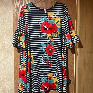Floral Striped Women's Dress